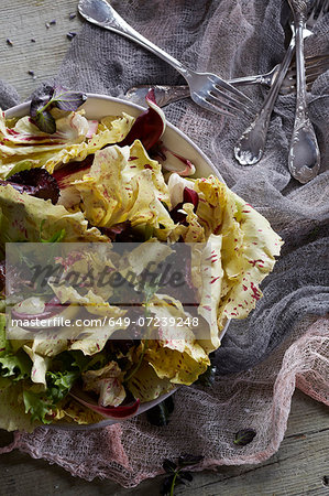 Still life with yellow radicchio salad