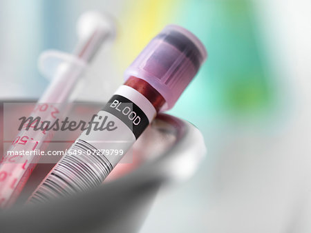 Blood sample taken for analysis with needle