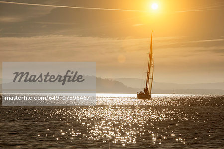 Yacht sailing on Lake Maggiore, Piemonte, Novara, Italy