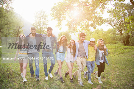 Group of eight young adult friends, Piemonte, Italy