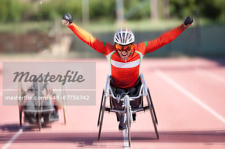 Athlete at finishing line in para-athletic competition