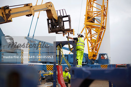 Engineers working at wind farm