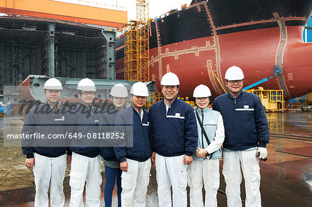 Portrait of workers at shipyard, GoSeong-gun, South Korea