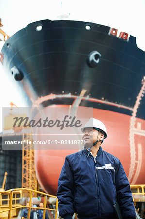 Portrait of male worker at shipyard, GoSeong-gun, South Korea