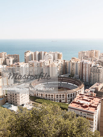 Elevated view of city, Malaga, Spain