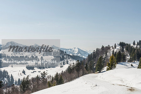 Snow covered view of Zwolferhorn, St Gilgen, Austria