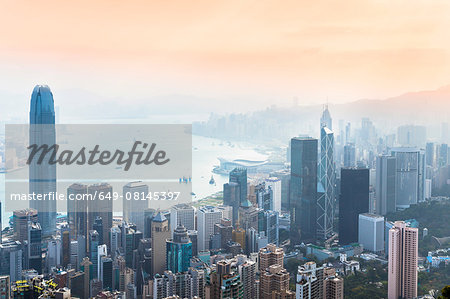 Central Hong Kong skyline and Victoria harbor, Hong Kong, China