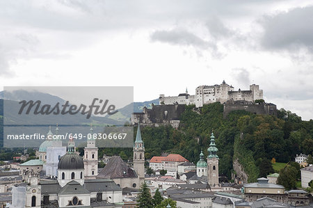 Salzberg cityscape and Hohensalzburg Castle on hill top, Salzberg, Austria