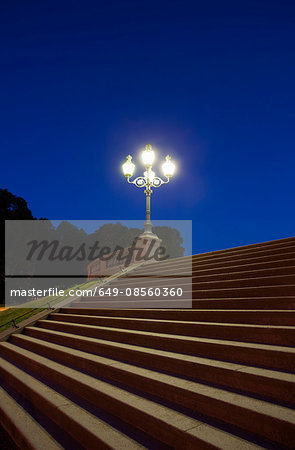 Steps and street lamp
