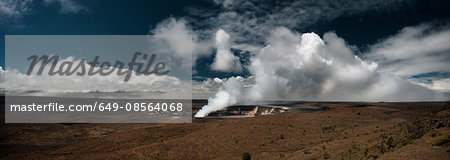 Panorama of Halemaumau Crater, Volcanoes National Park, Big Island, Hawaii