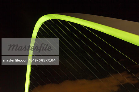 Millennium Bridge at night, Newcastle, UK