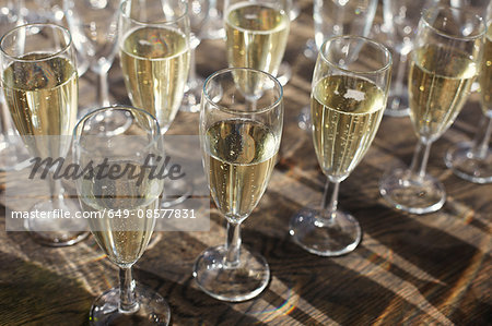 Collection of champagne in champagne flutes