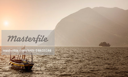 Boat on Lake Iseo, Lombardy, Italy
