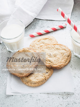 Chocolate chip cookies with milk