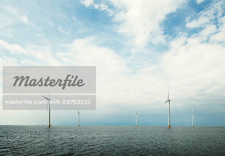 Offshore wind farm, IJsselmeer lake, Espel, Flevopolder, Netherlands