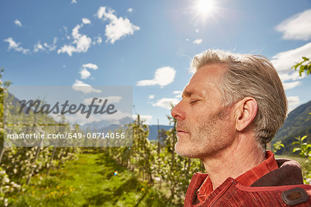 Profile of mature man, outdoors, Meran, South Tyrol, Italy