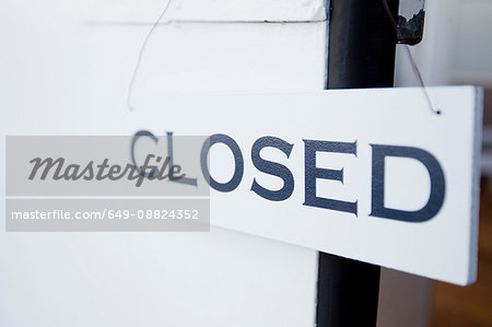 Closed sign on shop door
