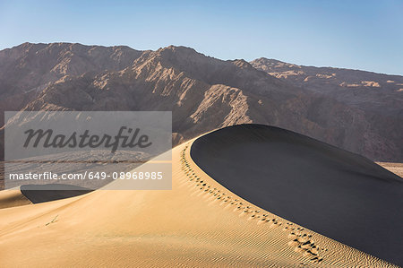 Footprints on Mesquite Flat Sand Dunes in Death Valley National Park, California, USA