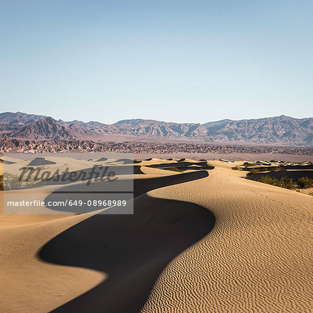 Shadowed Mesquite Flat Sand Dunes in Death Valley National Park, California, USA