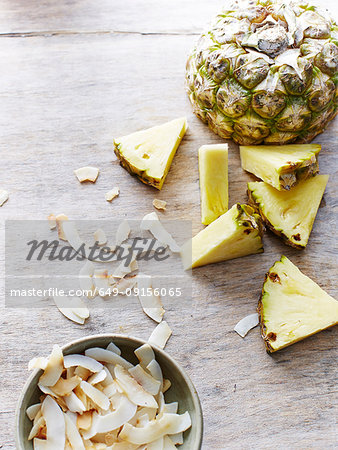 Pineapple, coconut slices