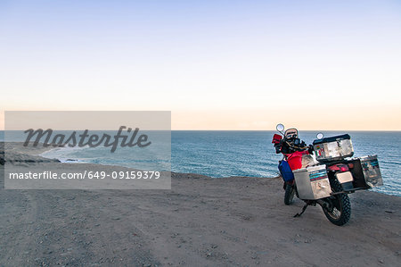 Motorcycle by coastline, Cabo San Lucas, Baja California Sur, Mexico