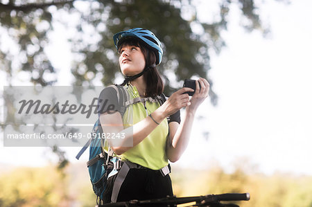 Biker stopping in park