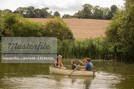 Friends on boat ride in lake