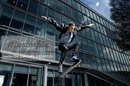 Skateboarder showing off his skills