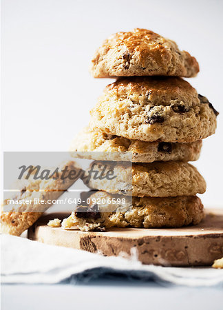 Stack of scones with chocolate