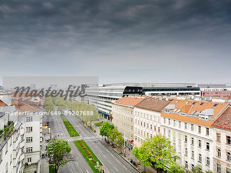 Elevated view of city road, Vienna, Austria