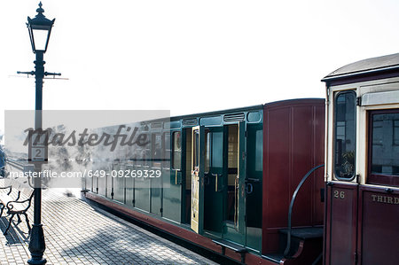 Train at railway station, Llanaber, Gwynedd, United Kingdom Train at railway station, Llanaber, Gwynedd, United Kingdom