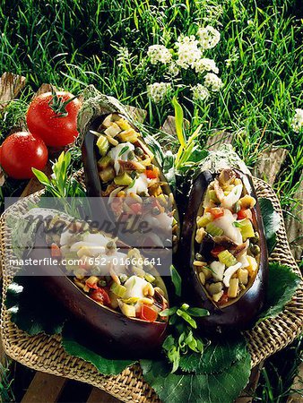 aubergines stuffed with cod