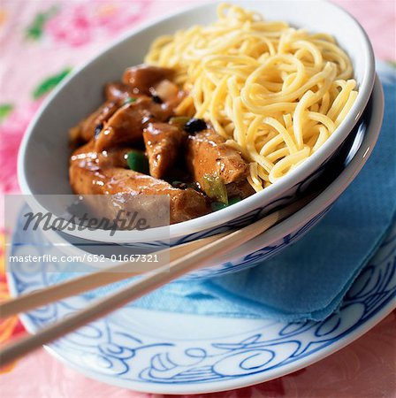 Cantonese chicken and chinese noodles