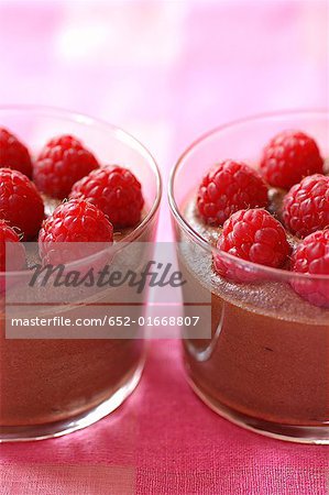 chocolate mousse with raspberries