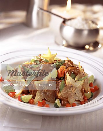 pork curry with coconut milk and star fruit