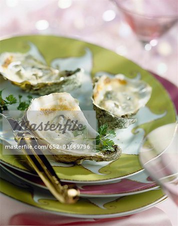 browned oysters with champagne