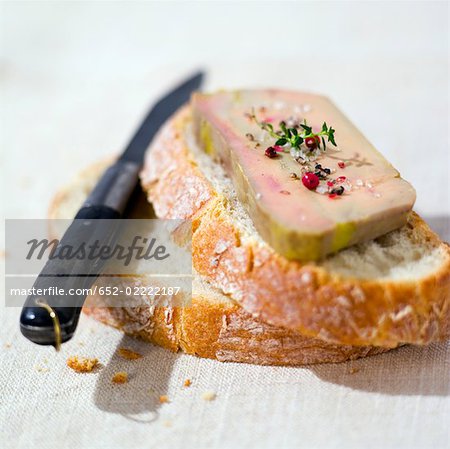 Slice of bread with foie gras