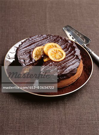 Chocolate and confit orange cake