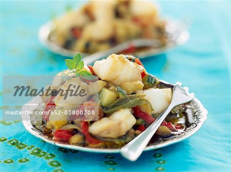 Monkfish with mixed vegetables