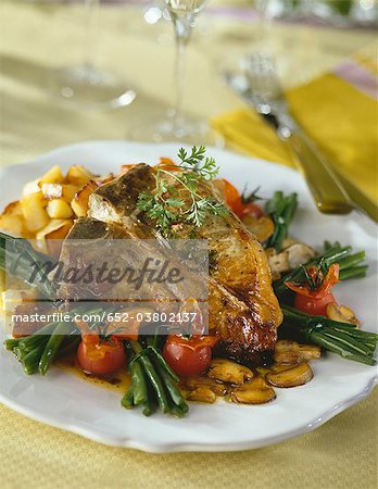 Grilled mutton chops with vegetables