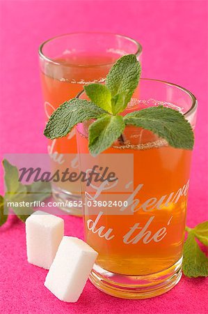 Glasses of mint tea Glasses of mint tea