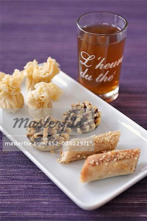 Oriental pastries and mint tea Oriental pastries and mint tea
