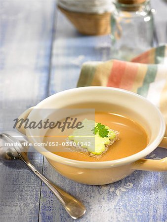 Crab,tomato,leek and dry sherry soup