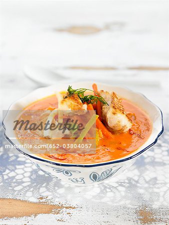 Sea fish soup with vegetables