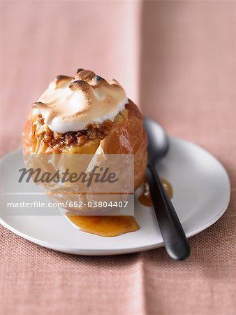 Baked apple topped with meringue