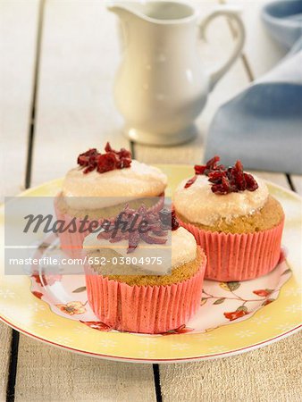 Vanilla-cranberry cup cakes