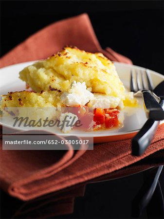 Feta and red pepper Parmentier