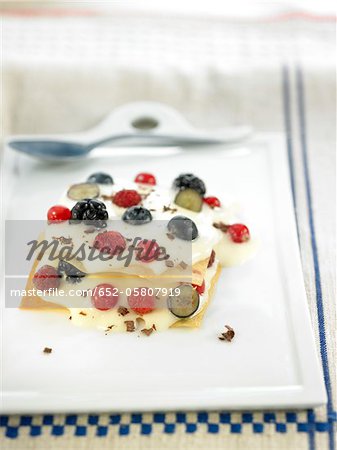 Ginger cream and summer fruit Mille-feuille