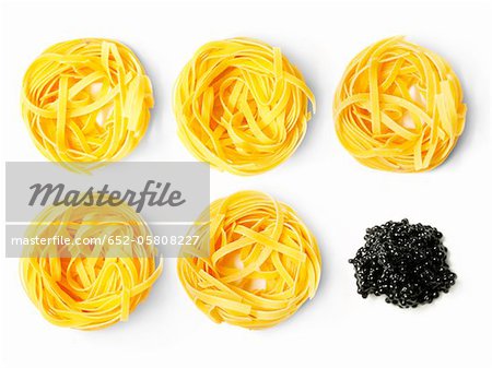 Tagliatelle nests and lumpfish roe