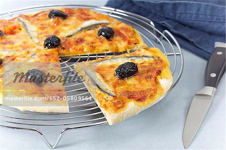 Anchovy and olive Sicilian pizza